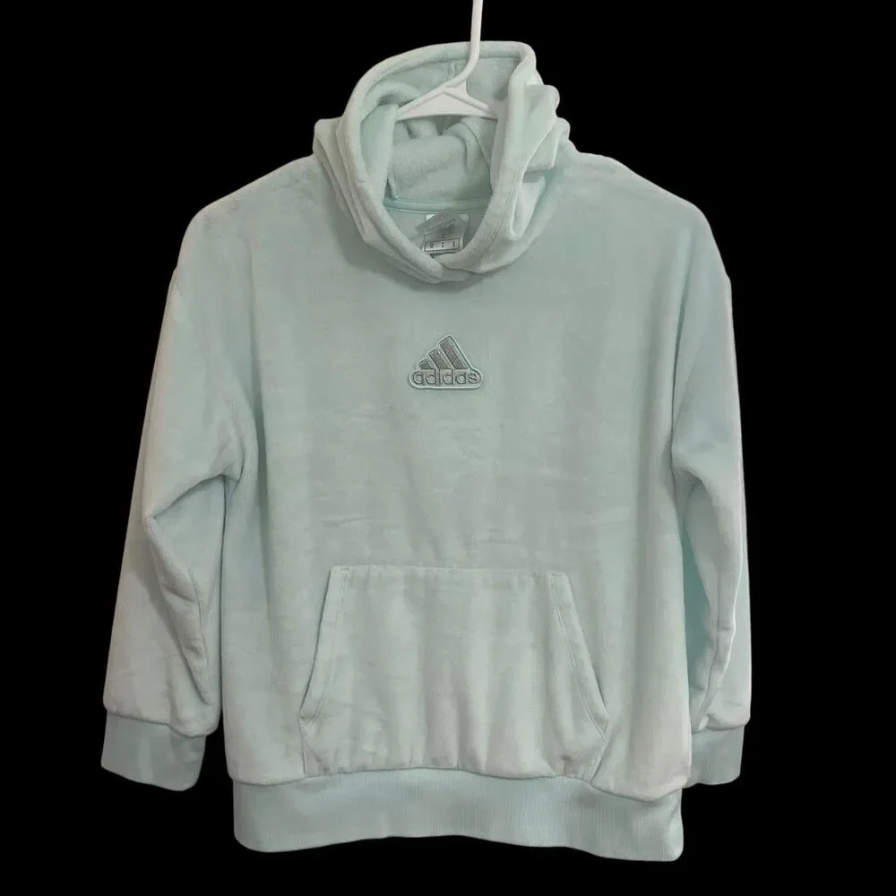 Adidas Pullover Hoodie‎ Sweatshirt Kids - Girls Large L (14) Light Green Fleece